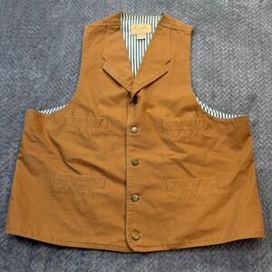 Scully Vest Mens XL Brown Western Frontier Canvas RW041 Cinch Back Notched Lapel
